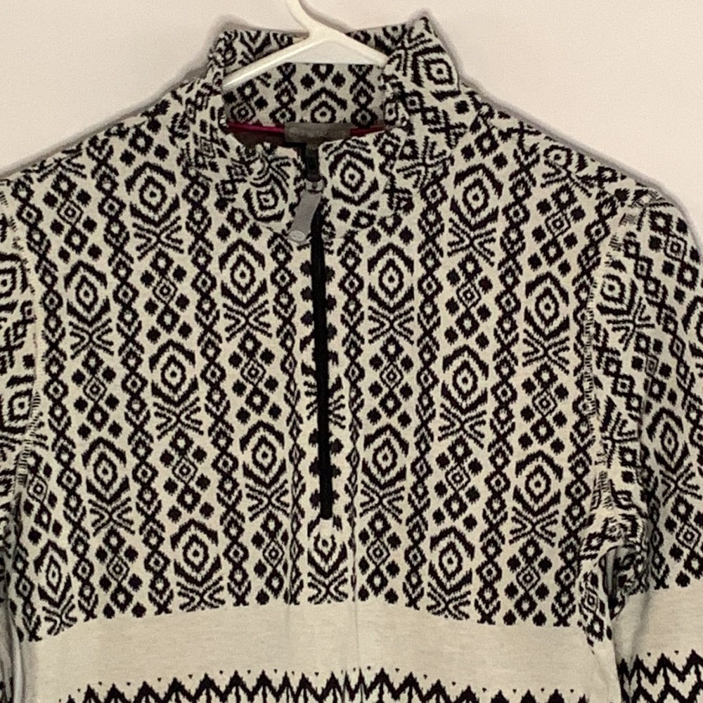 Talbots Off-White And Black Patterned Quarter Zip… - image 2